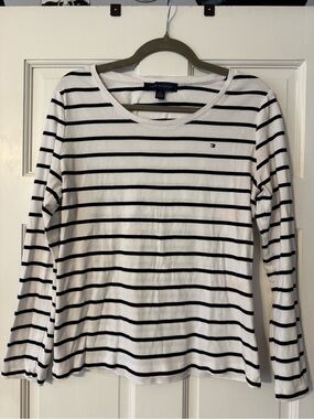 Tommy Hilfiger Women’s Striped Long-Sleeve Tee - White/Black